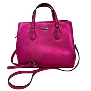 NWOT Kate Spade New York Hot Pink Saffiano Leather Satchel Tote Crossbody Strap